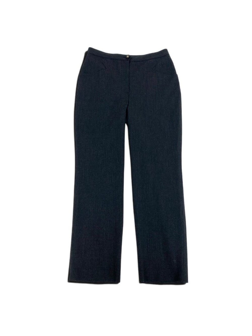 Chanel CC Logo Button Trousers Pants Gray 38